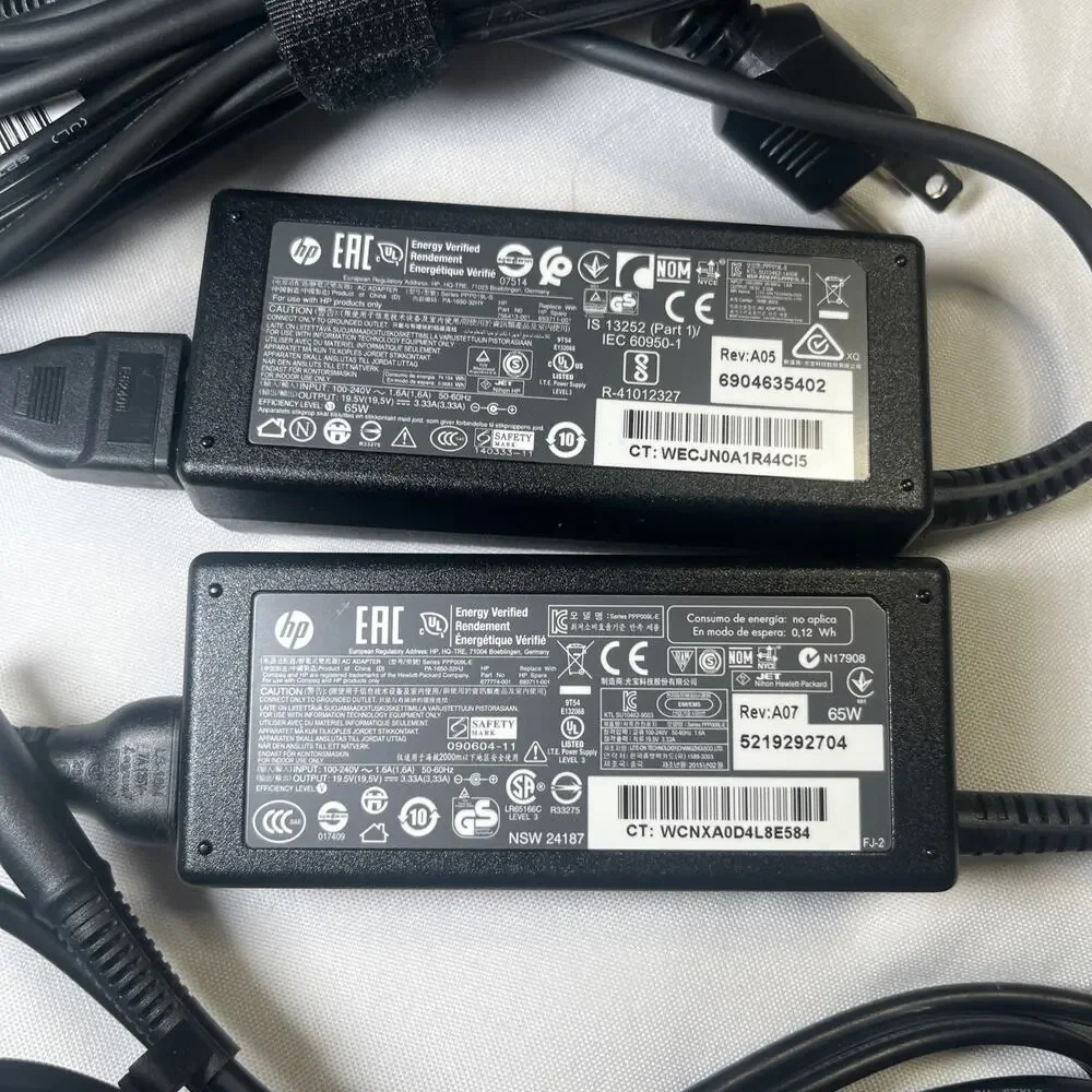 LOT OF 4* Genuine HP 65W Laptop Power Supply Adapter 19.5V 3.33A Big Tip 7.4mm